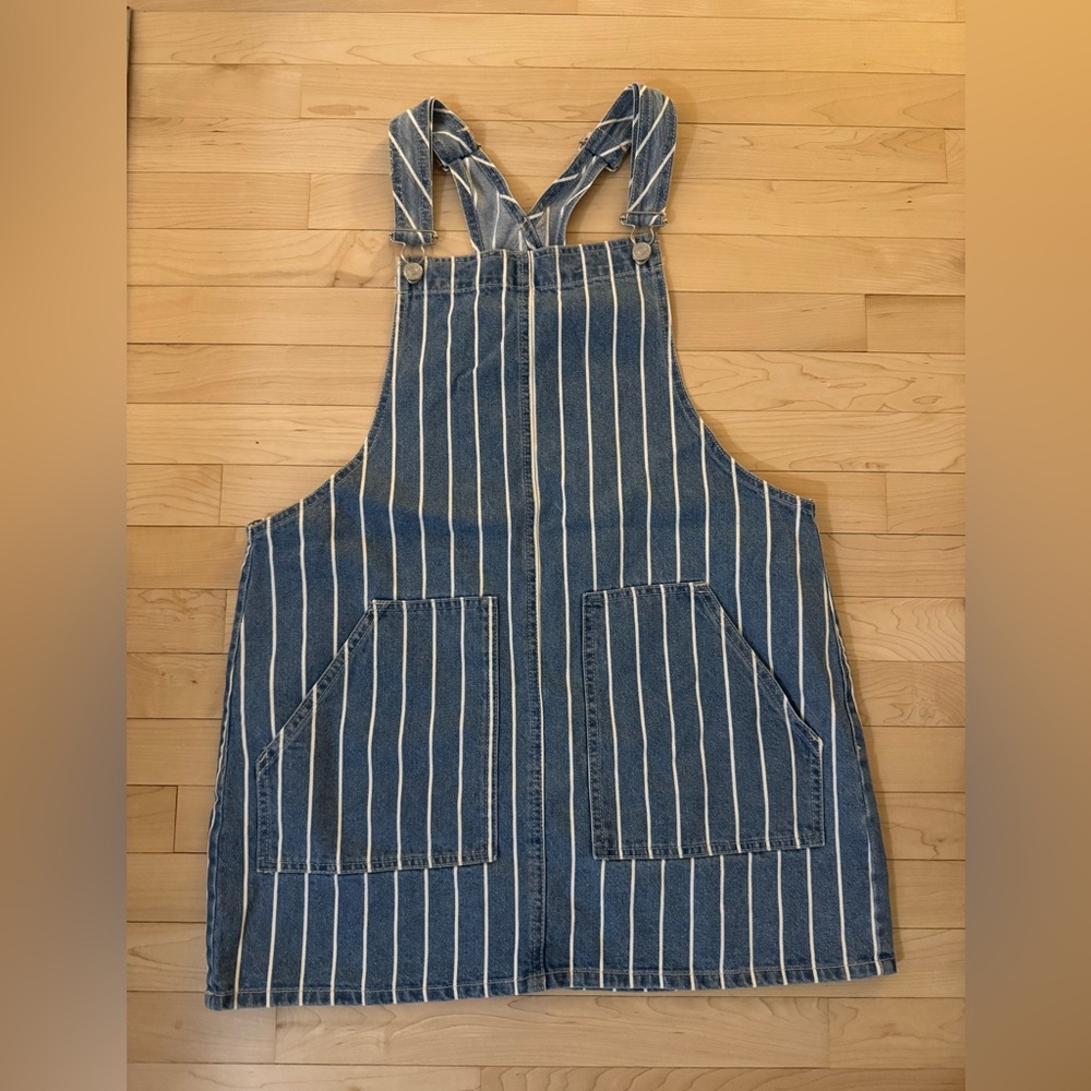 NWOT Garage Striped Denim Overall Dress
